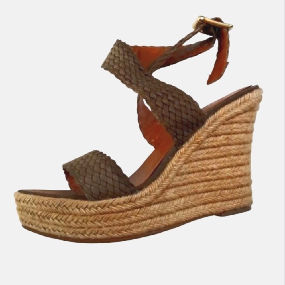 JustFab Sandals Woven Platform Wedge Sisal Braid‎ Ankle Strap Women's Size 7.5